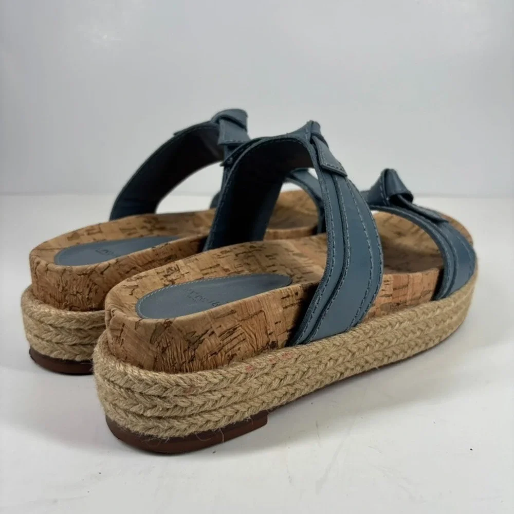 Alexandre Birman Clarita Women's 8.5 Blue Double-Knot Flatform Espadrille Sandal